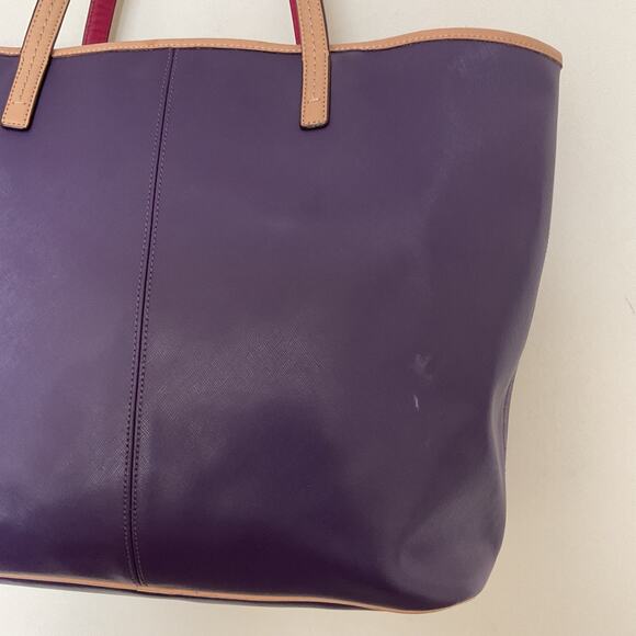 Coach Metro Large Leather Tote Shoulder Bag Handbag Purse Purple F31326 Classic - Picture 7 of 16